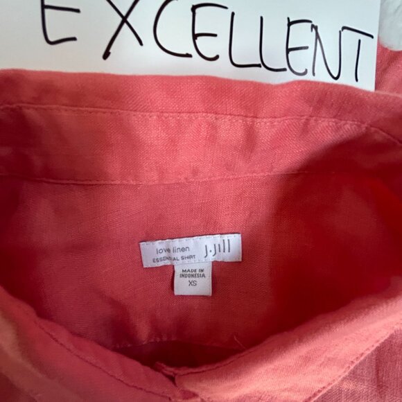 J. Jill Love Linen Essential Shirt Womens Coral Button-Up Top XS Long Sleeve - Picture 3 of 7